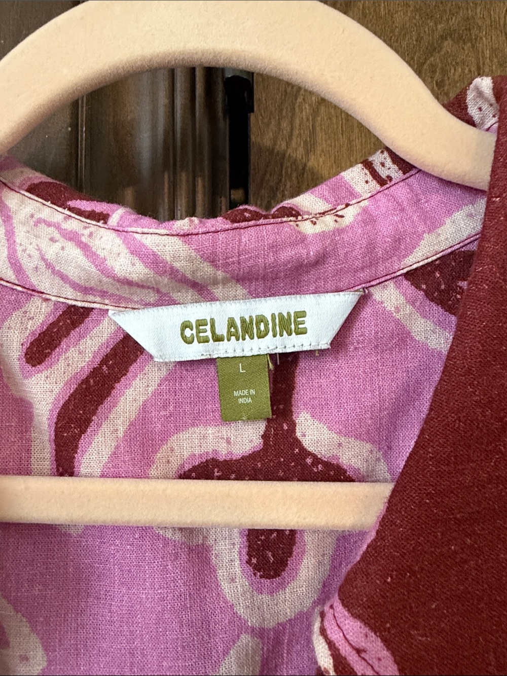 Celandine Floral Button-Up Shirt in Pink & Burgundy from Anthropolgie - Picture 2 of 3